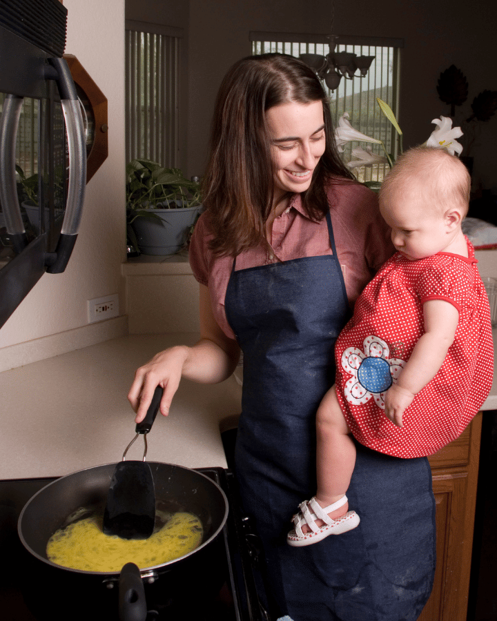homemaker meaning cooking eggs with baby