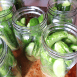 garlic dill pickles in mason jar