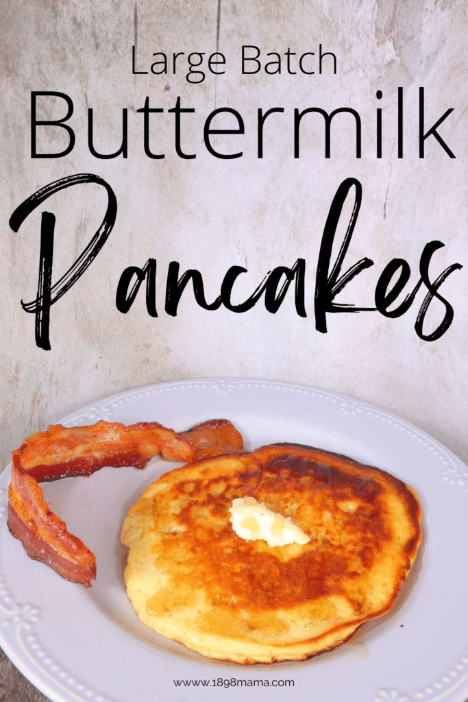 large batch buttermilk pancakes pin