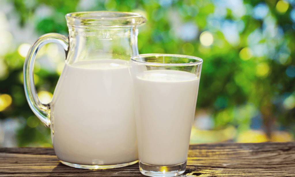 milk in glass jars