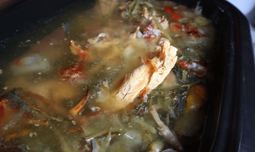 turkey broth recipe that has cooked for 24 hours in crockpot