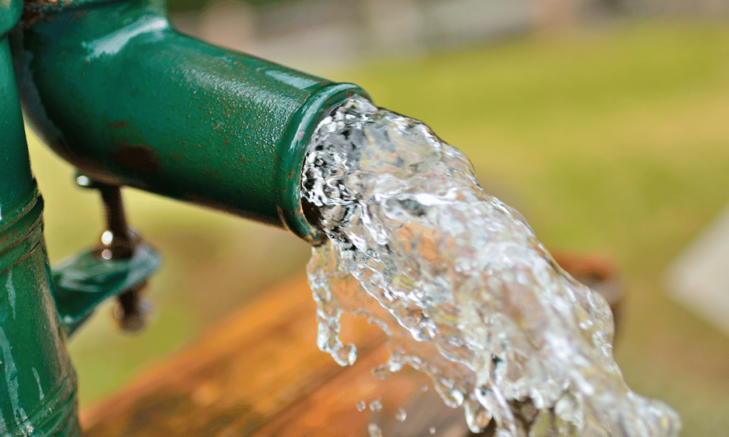 water coming out of pipe