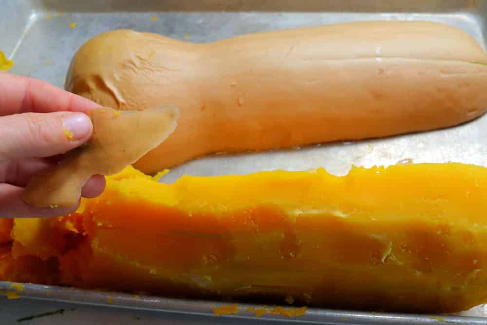 removing skin from cooked butternut squash