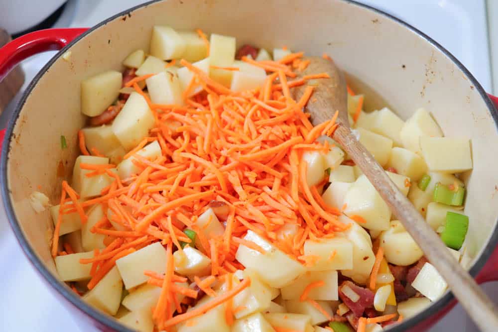 adding veggies to pressure canning potato soup recipe