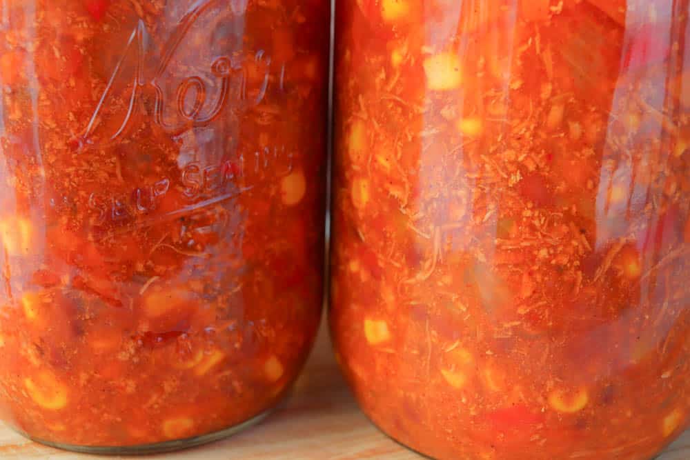 chicken enchilada soup in glass jars