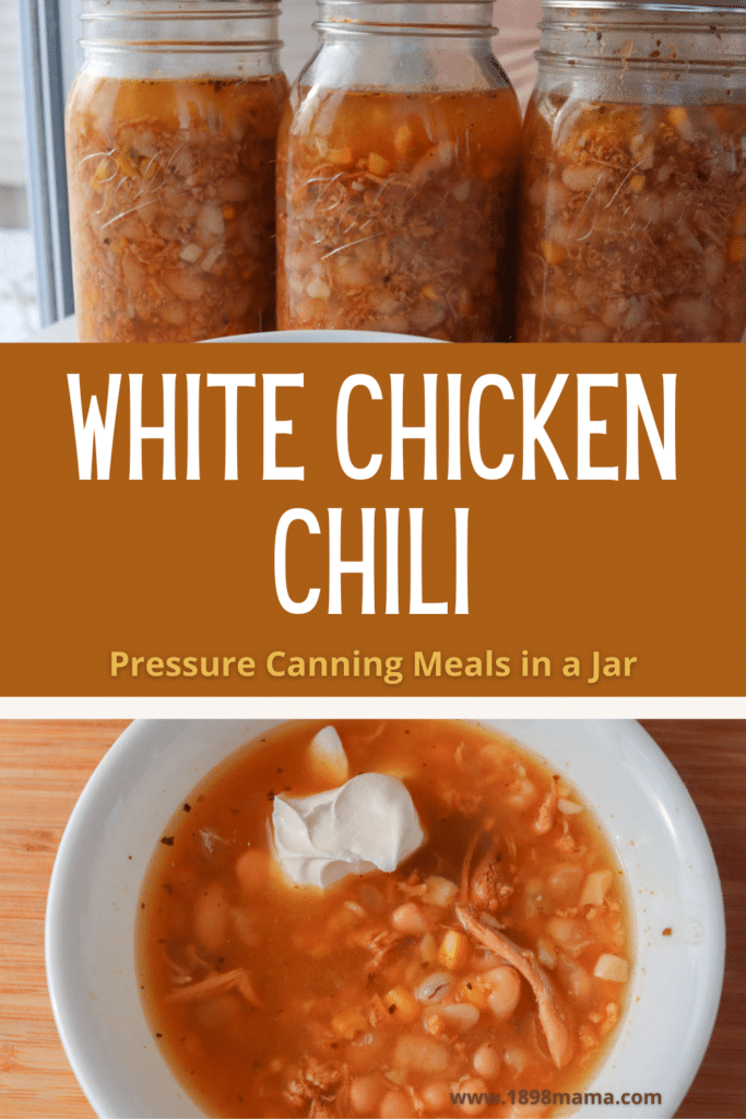 white chicken chili pressure canning meals in a jar